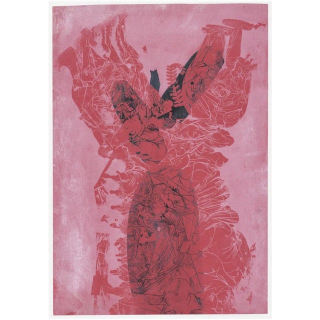 Mixed media lithograph by German artist Hella Fischer-Thorer (1928 - 1978). Signed and numbered 1 of 5 on the back.