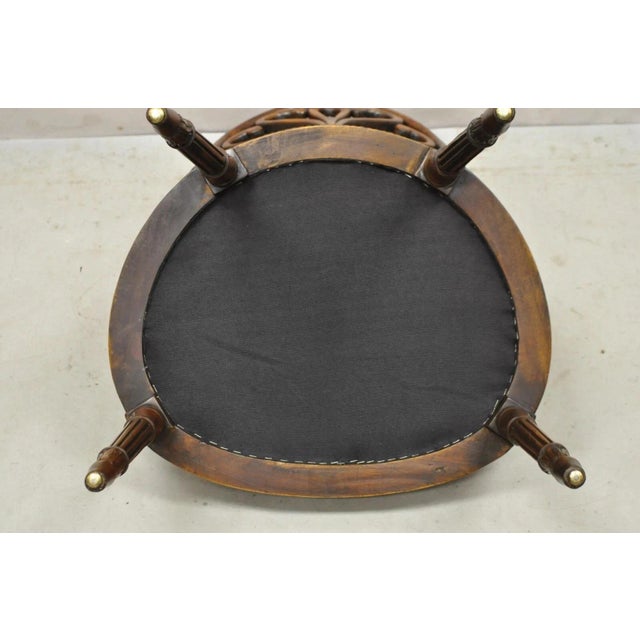 Late 20th Century Theodore Alexander Style Neoclassical Regency Carved Mahogany Leather Arm Chair For Sale - Image 11 of 12