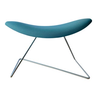Vintage Mid Century Blue Footstool For Sale