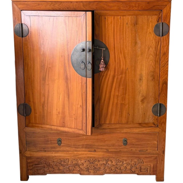 Asian Fine Antique Qing Dynasty Camphor Wood Carvings Compound Cabinet For Sale - Image 3 of 3