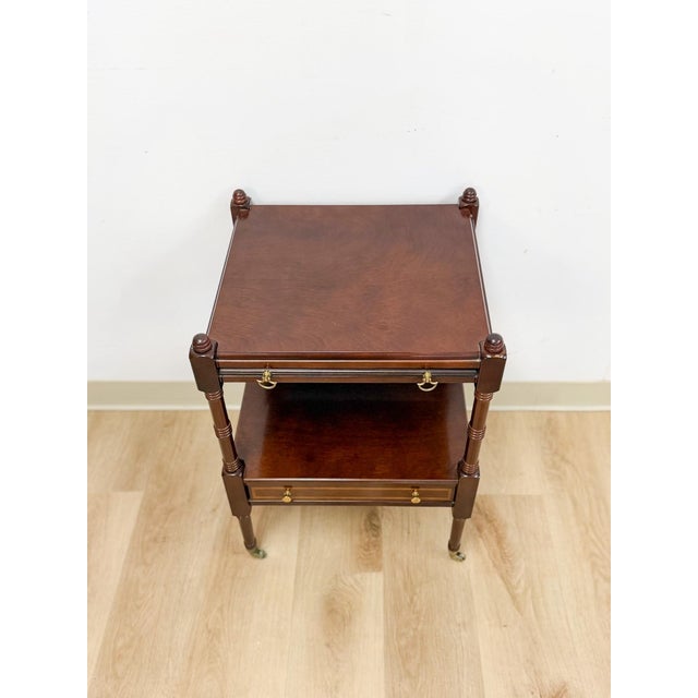 Vintage Mahogany Traditional Side Table Pullout Tray Regency Style Accent For Sale In Tampa - Image 6 of 17