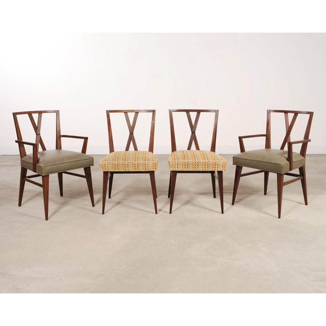Tommi Parzinger Set of Eight Tommi Parzinger X-Back Mahogany Dining Chairs For Sale - Image 4 of 18
