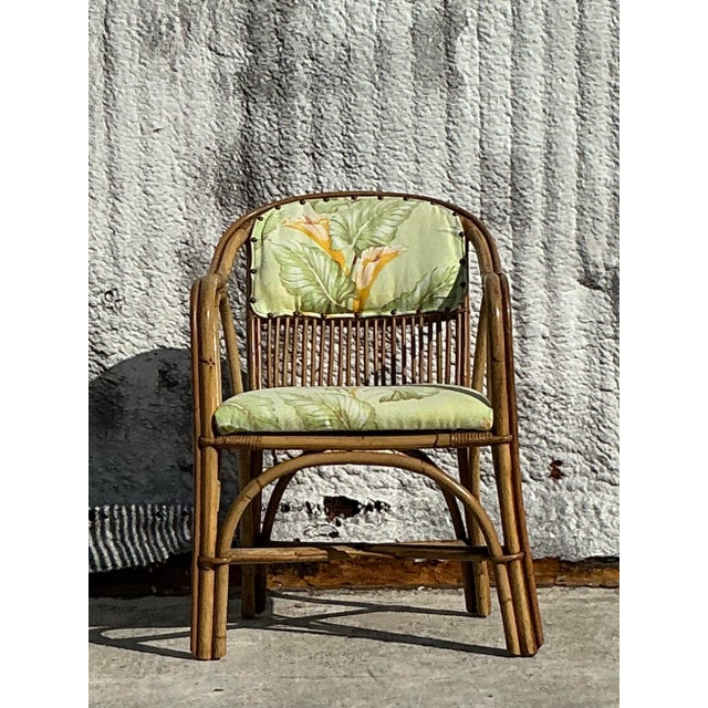 Wood Vintage Coastal Bent Rattan Lounge Chair For Sale - Image 7 of 9