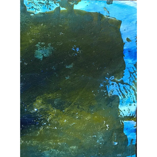 Patricia Zippin "Pond Water 3" 1980s Mixed Media Painting 20"x 14.5", unframed Excellent Condition- Minor wear consistent...