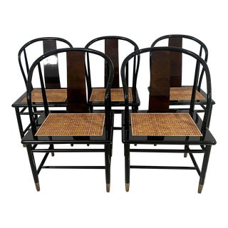 Henredon Scene III Lacquer and Burl Dining Chairs - Set of 5 For Sale