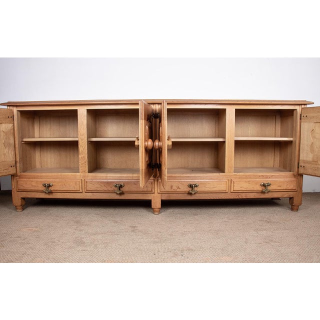 Large French Sideboard in Oak by Guillerme et Chambron for Votre Maison, 1960s For Sale - Image 18 of 18