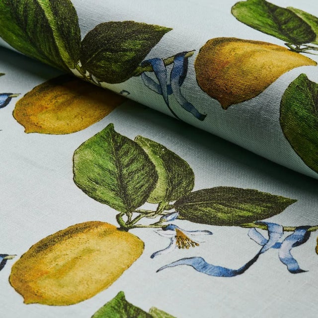 Schumacher Schumacher x Johnson Hartig Le Citron Fabric in Sky For Sale - Image 4 of 5