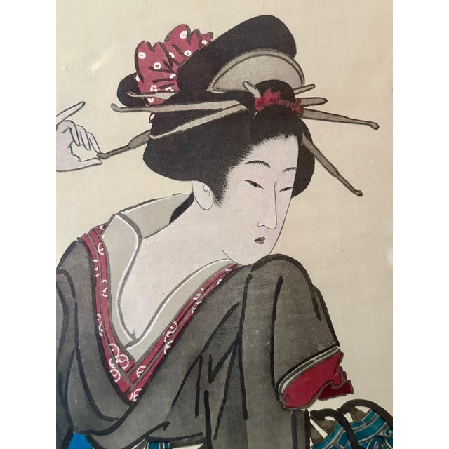Japonisme Pair of Japanese Signed Woodblock Prints C. 1910 For Sale - Image 3 of 12