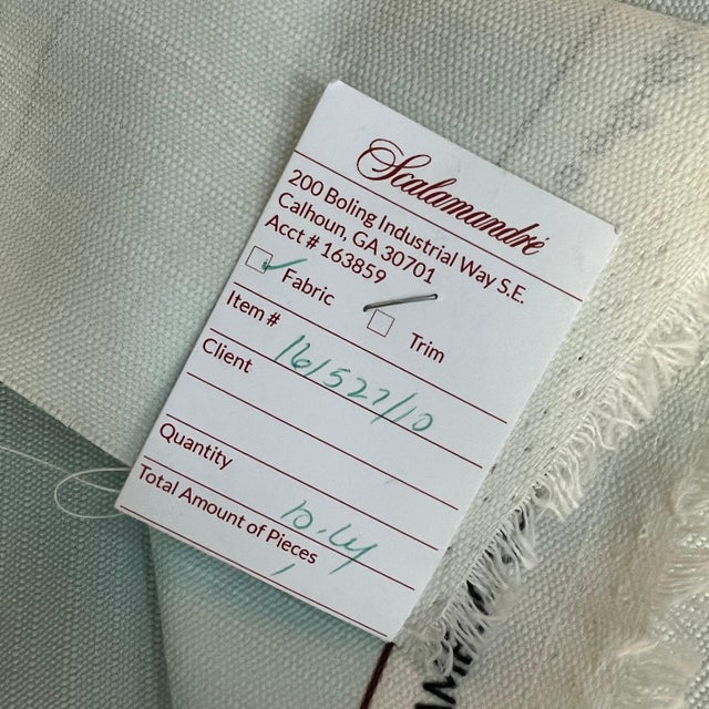 Textile 10 yard roll of Scalamandre “Baldwin Bamboo Outdoor Print” cream and red on Aqua // Chinoiserie outdoor fabric // designer upholstery fabric For Sale - Image 7 of 7