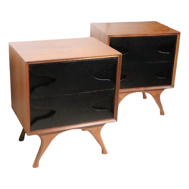 1950's Pair of Nightstands Newly Refinished For Sale