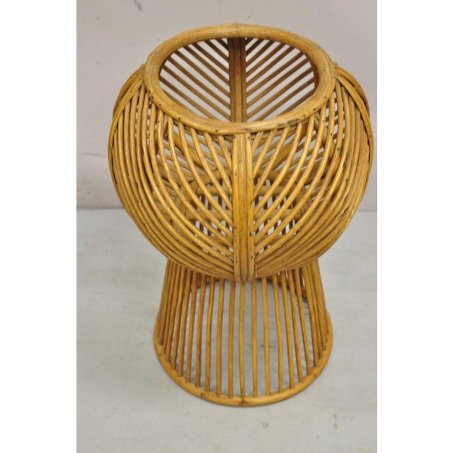 Vintage Mid Century Modern Woven Wicker Franco Albini Style Rattan Plant Stand For Sale - Image 9 of 11