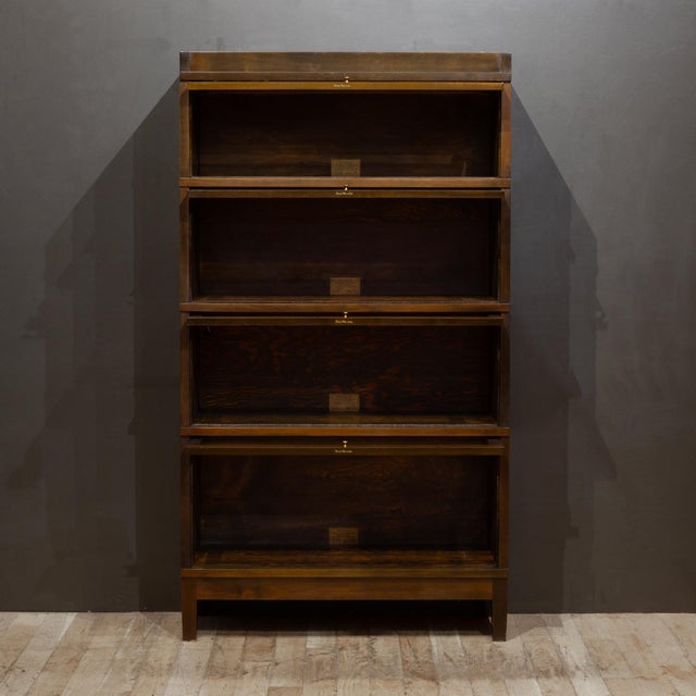Victorian Antique Walnut Globe-Wernicke 4 Stack Lawyer's Bookcase c.1920 For Sale - Image 3 of 12