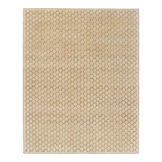 Rug & Kilim’s Oversized Block Print Rug in Gold with Cream Floral Pattern- 14x20 For Sale