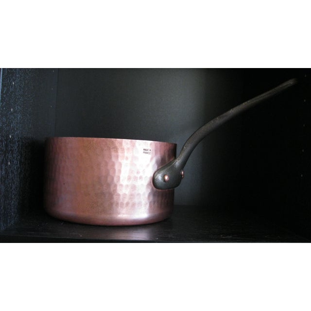 Vintage French Hammered Copper Sauce Pot With Iron Handle For Sale - Image 10 of 10