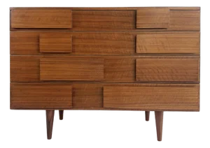 1950s Gio Ponti Singer & Sons Walnut, Rosewood Chest of Drawers Restored