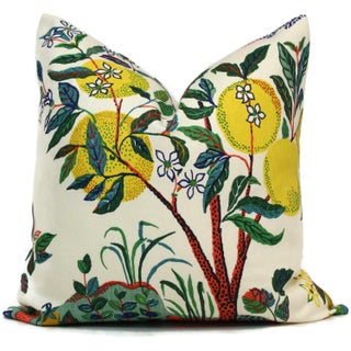 20" x 20" Citrus Garden With Lemon Tree Decorative Pillow Cover For Sale