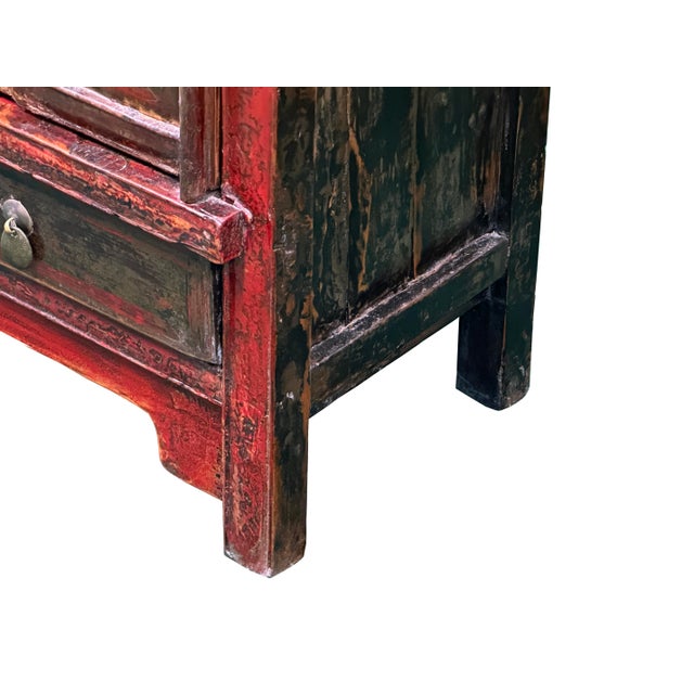 Vintage Distressed Brick Red Marks Point Edge Credenza Sideboard Cabinet For Sale - Image 9 of 18