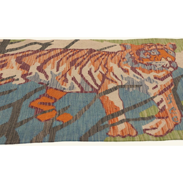 Contemporary Vintage Pakistani Pictorial Kilim Rug, 03'04 X 04'11 For Sale - Image 3 of 12