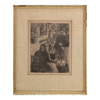 Camille Pissarro "Marche Aux Legumes..." Etching For Sale
