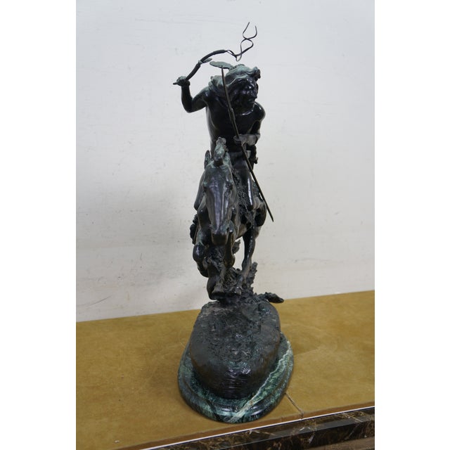 Mid 20th Century Frederic Remington Roman Bronze Works the Cheyenne Statue Sculpture 24" For Sale - Image 10 of 16