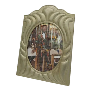 Vintage Large Silver-Tone Tin Sheet Metal Picture Frame