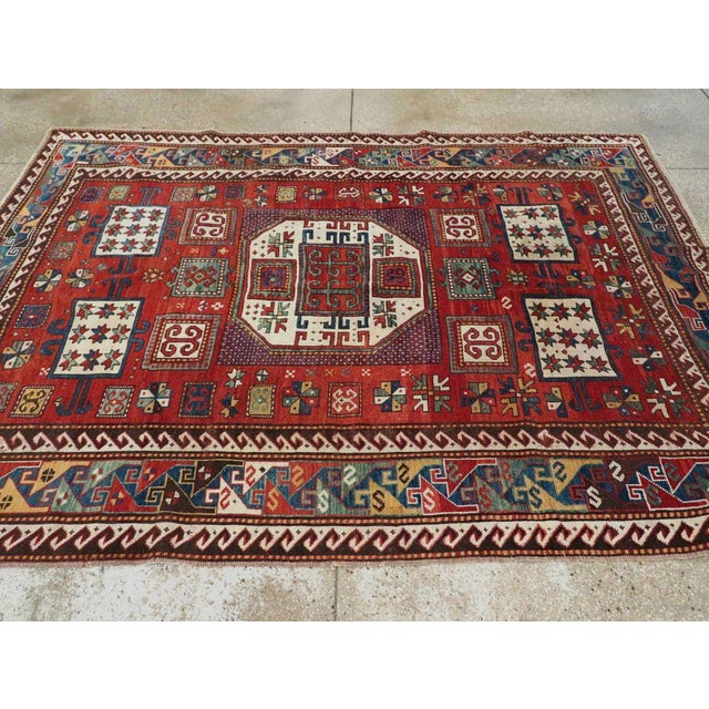 Galerie Shabab Collection Late 19th Century Handmade Caucasian Kazak Accent Rug For Sale In New York - Image 6 of 9