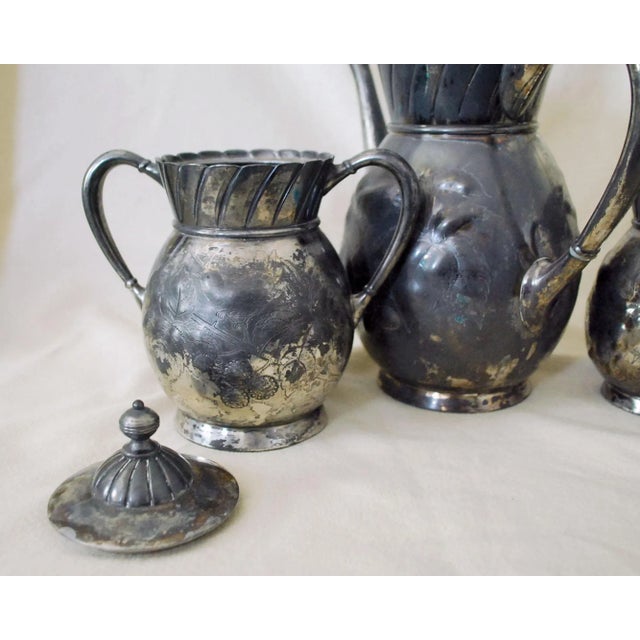 Late 19th Century Antique Victorian Silver Plate Tea Service - Set of Four For Sale - Image 5 of 11