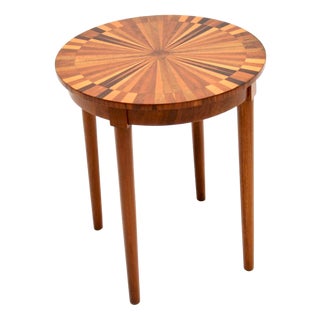 Vintage French Inlaid Starburst Side Table, 1950s For Sale