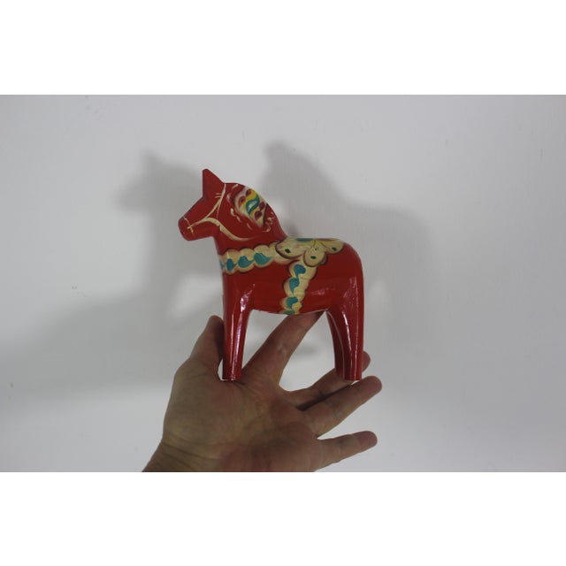 Vintage Swedish Dala Horse by Grannas a Olssons Folk Art Red Orange For Sale - Image 9 of 9