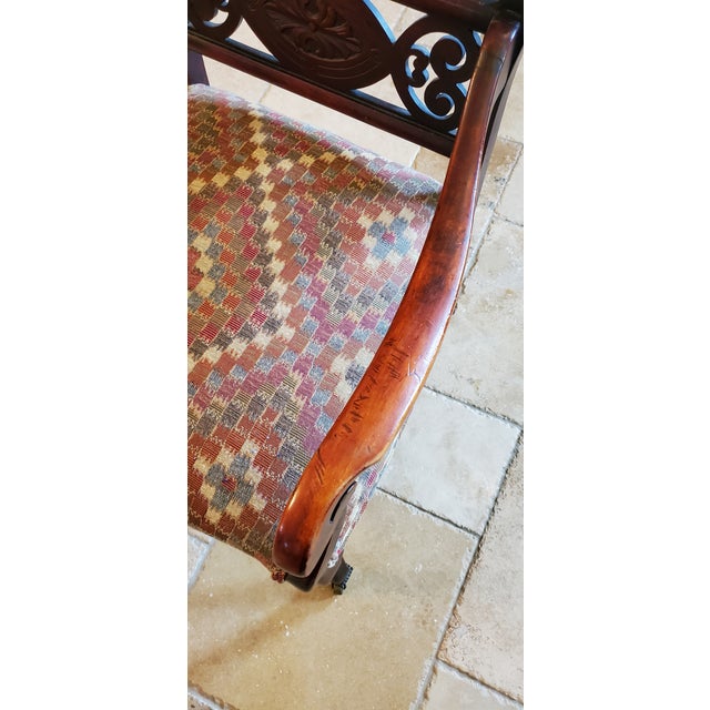 Vintage Chippendale-Style Carved Mahogany Ribbon-Back Armchair For Sale - Image 9 of 12