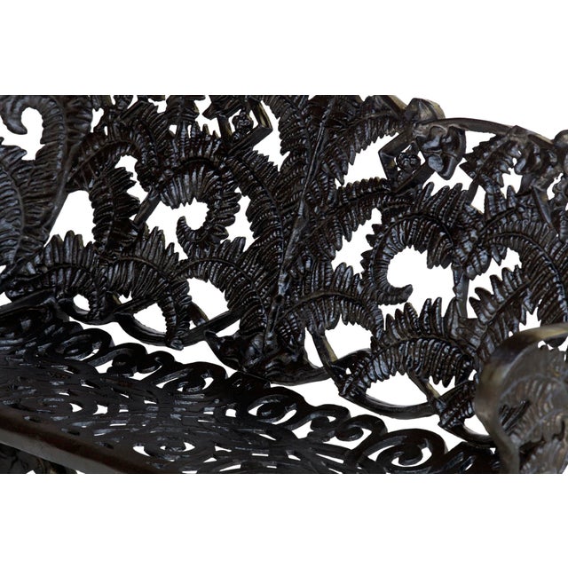 Metal Vintage Cast Iron Garden Bench W/Fern Motif For Sale - Image 7 of 9