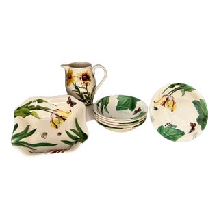 Spode England Floral Haven Serving Bowl, Salad Bowls(6), and Pitcher - Set of 8 For Sale