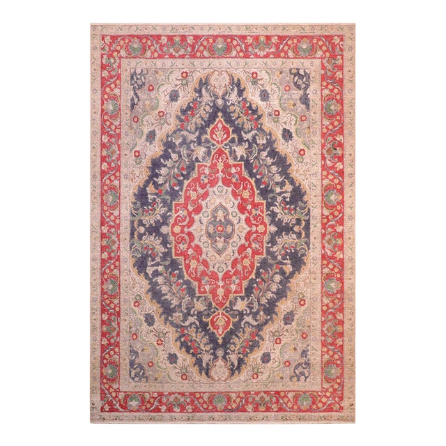 1990's Vintage Blue/Red Wool Rug - 7'10'' X 10'8'' For Sale