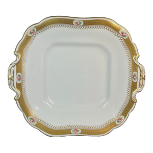 Antique Minton Square Handled Porcelain Cake Plate
