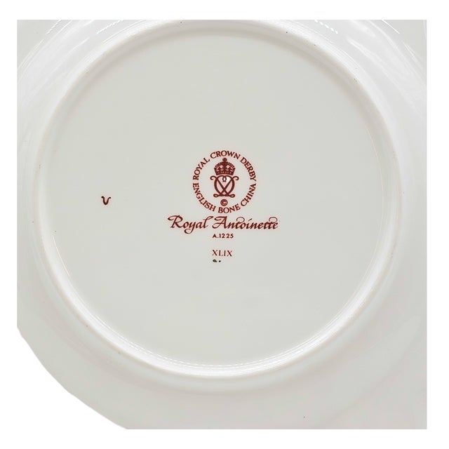 White Royal Crown Derby “Royal Antoinette” Bone China Salad Plate – Hand Gilded English Porcelain 8" For Sale - Image 8 of 8