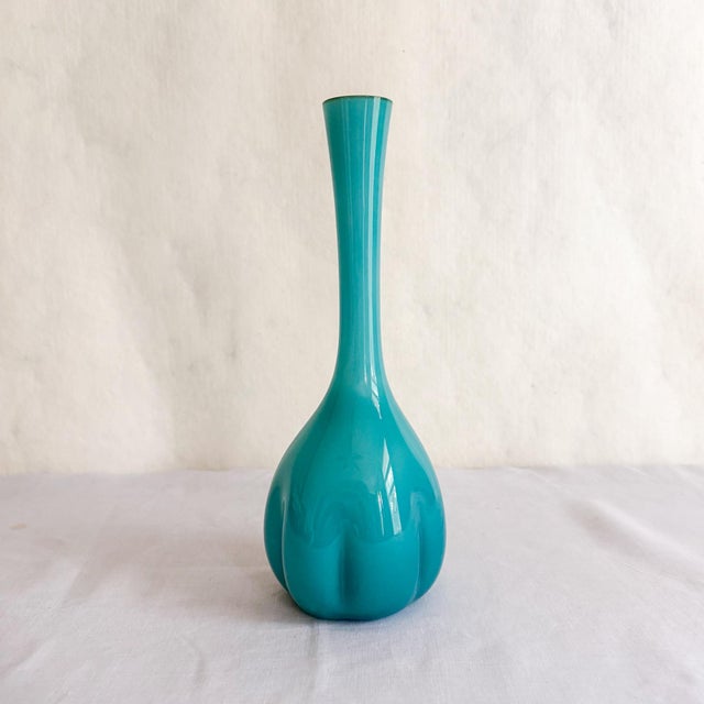 Mid-century modern art glass vase from Elme Glasbruk, a Swedish company known for its Scandinavian modern design. This is...