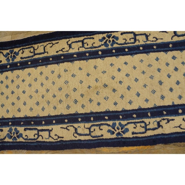 1920s Beige Diamond Antique Chinese Peking Hallway Runner Rug 1' 10'' X 14' 4'' For Sale - Image 9 of 10