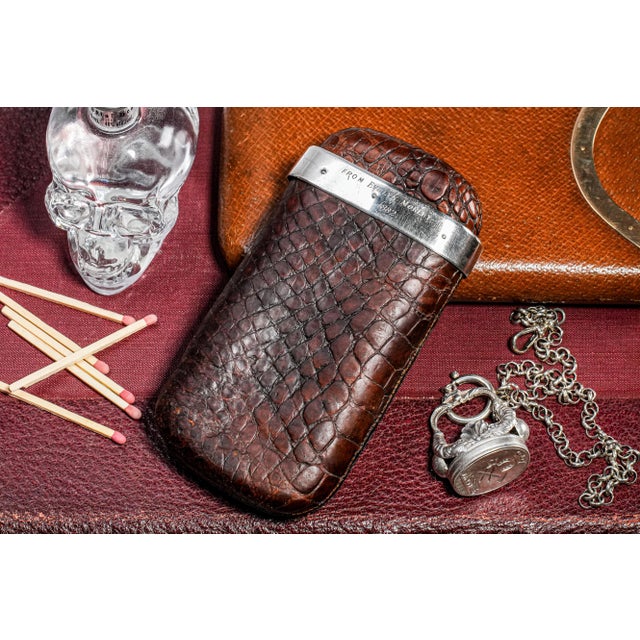 A beautifully aged Victorian cigar case, wrapped in deep brown leather that has developed a warm, elegant patina over...