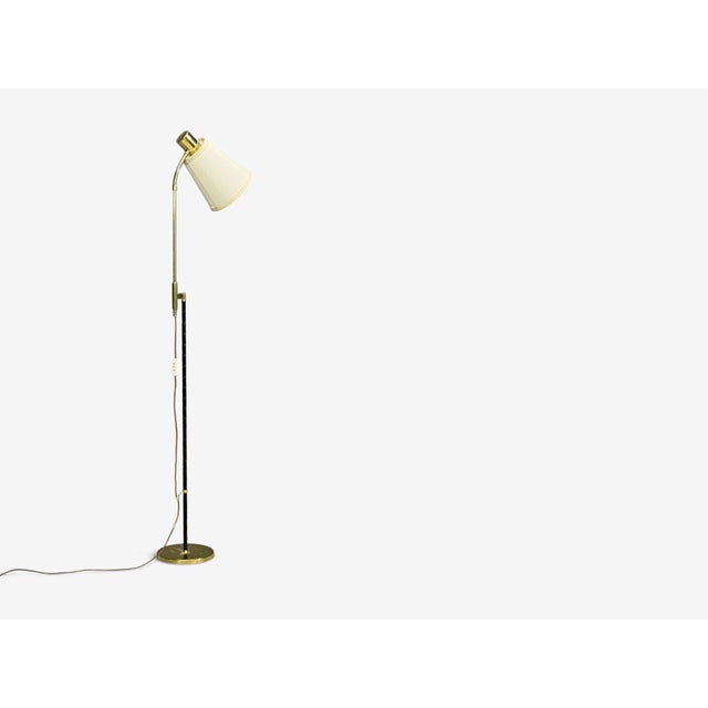 1950s Möllers Armatur Eskilstuna, Floor Lamp, Leather, Brass For Sale - Image 4 of 10