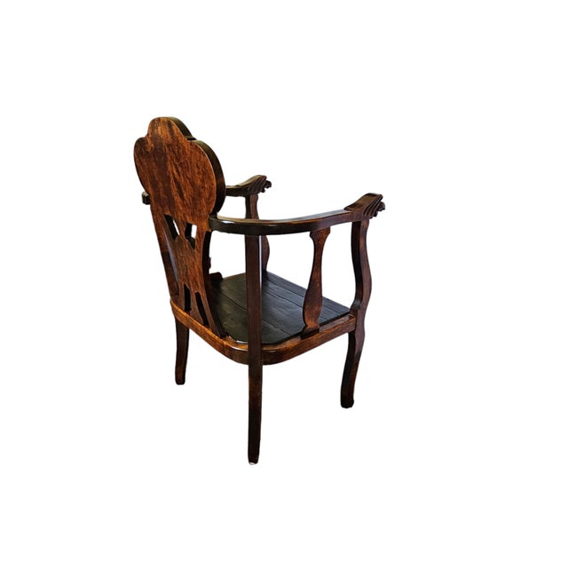 Late 19th Century Antique Throne Chair Carved Lion Head Arms For Sale - Image 12 of 12