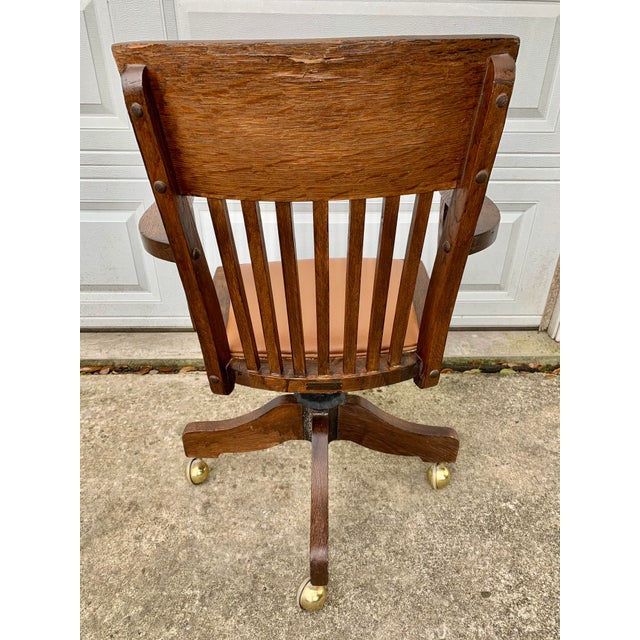 Vintage Oak Desk Chair on Casters Chairish