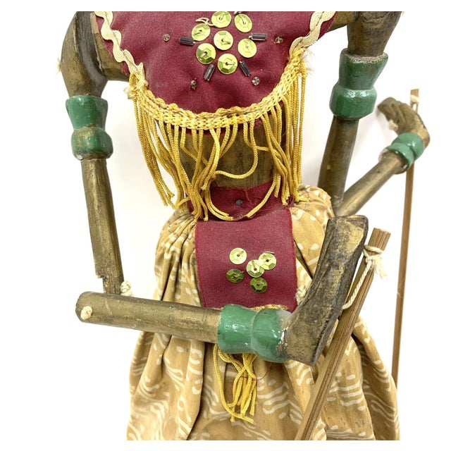 Wood Vintage Javanese Rod Puppets on Display Stands—A Pair For Sale - Image 7 of 18