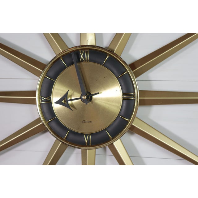 Vintage Mid Century Sessions Starbust Wall Clock 50's 60's Modern Retro Gold Black For Sale - Image 6 of 10