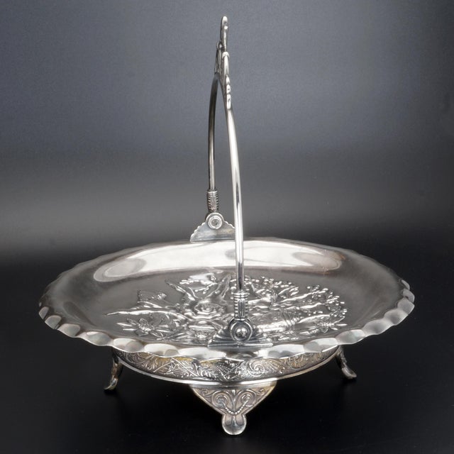Late 19th Century Victorian Pairpoint Silver Plate Cake Basket Seashell Design Circa 1880 For Sale - Image 5 of 8