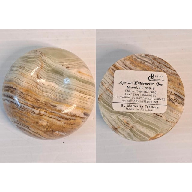Vintage Carved Soapstone Egg & Rainbow Stone Egg Set of 2 W/ Stands For Sale - Image 11 of 13