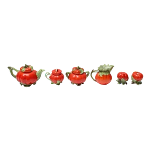 Six-Piece Royal Bayreuth Bavarian Porcelain Figural "Tomato" Tea Set