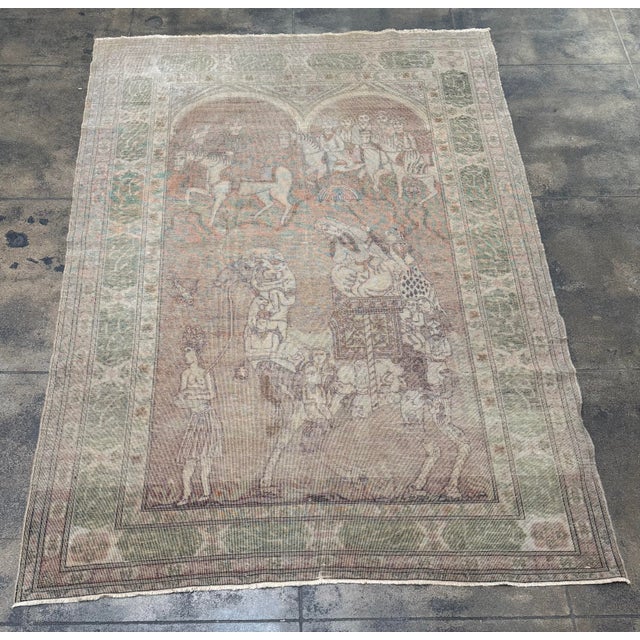 Turkish 19th Century Turkish Silk Figural Rug Circa 1850 - 6'8'' X 4'9'' For Sale - Image 3 of 7
