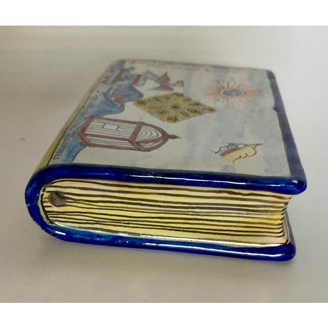 Late 19th Century Antique French Nevers Faience Book Form Hand Warmer/Snuff For Sale - Image 5 of 13