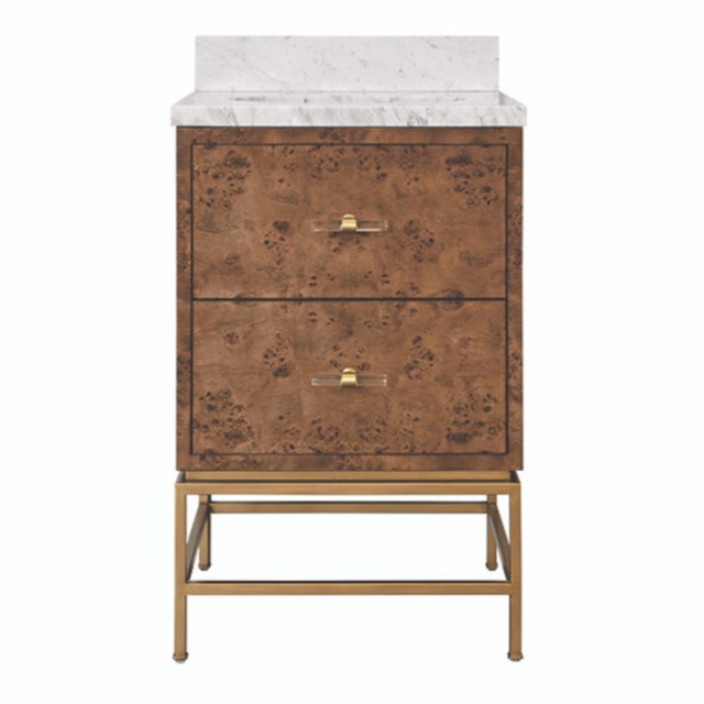Matthew Izzo Home Clifford 24" Dark Burlwood Sink Porcelain Sink Bath Vanity With Brass Hardware For Sale - Image 9 of 9