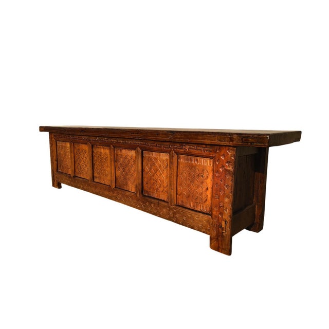 91" Long Hand Carved Poplar 6 Door Sideboard For Sale - Image 4 of 7
